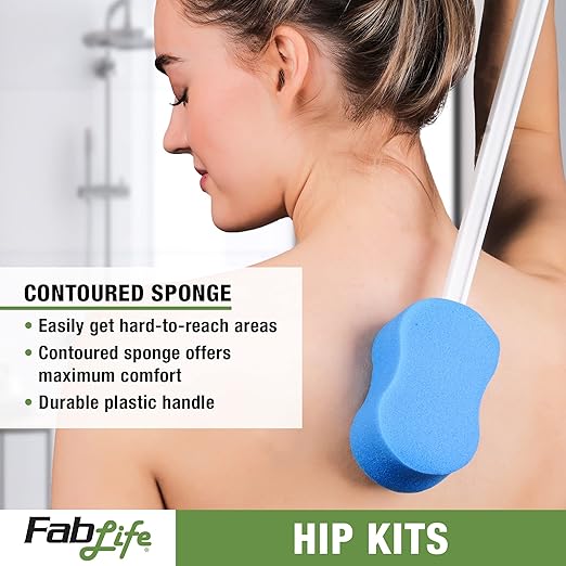 FabLife Hip Kit Daily Living Aids for Mobility, Hip Replacement Recovery, Knee and Back Surgery Includes Grabber Reacher, Bath Sponge Stick, Flexible Sock Aid, Shoehorn