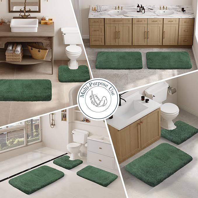 Walensee Large Bathroom Rug (24 x 60, Hunter Green) Extra Soft and Absorbent Shaggy Bath Mat Machine Washable Microfiber Non Slip Luxury Floor Mat