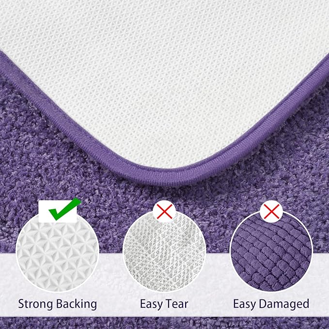 LOCHAS Bathroom Rug Set Purple, Soft Bath Rug Set 2 Piece Set, Toilet Mat U-Shaped 20x20 and 34x20 Bath Rugs, Quickly Dry Mats for Bathroom, Tub, Washable, Super Absorbent Floor Mat