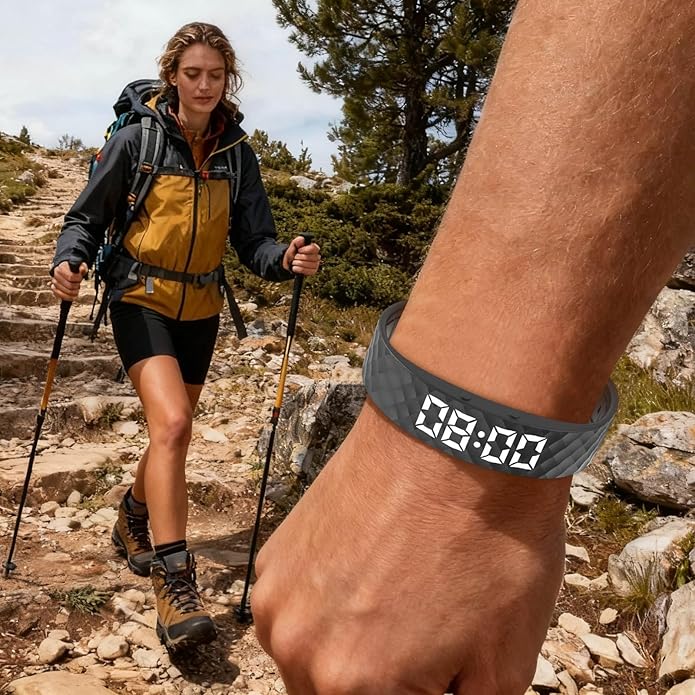 Vibrating Alarm Wristband 8 Sets of Alarms Fitsleeps Alarm Bands Clock Watches 45-Day Battery Life Silent Wrist Shock Bands for Deepsleepers Elderly
