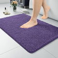 LOCHAS Luxury Bathroom Rug Shaggy Bath Mat 20 x 30 Inch, Washable Non Slip Bath Rugs for Bathroom Shower, Soft Plush Chenille Absorbent Carpets Mats, Dark Purple