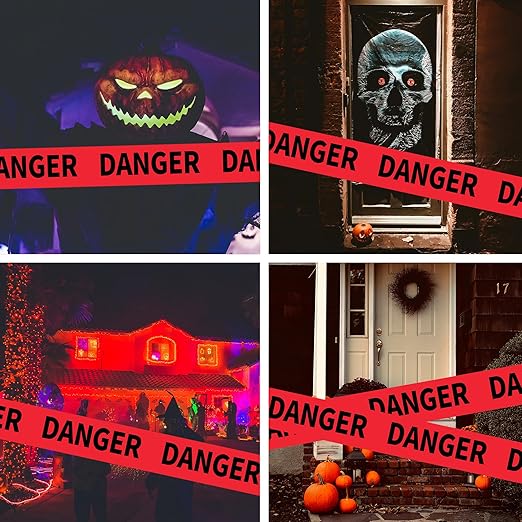 TAPEBEAR Red Danger Tape 3 Pack, 3" x1000ft High Visibility Construction Tape, Red w/Bold Black Print Non-Adhesive Safety Warning Tape for Danger/Hazardous Areas/Halloween Decor