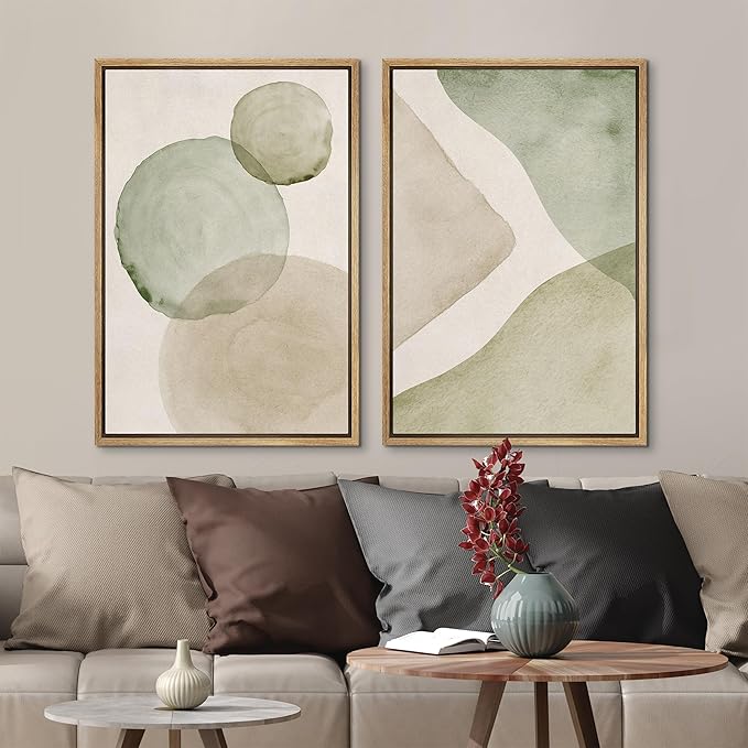 MUDECOR Framed Canvas Print Wall Art Dynamic White Brushstroke Abstract Illustrations Modern Art Decorative Bohemian Colorful Chic for Living Room, Bedroom, Office - 24"x36"x2 Natural