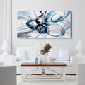 yiijeah Modern Large Abstract Wall Art - Bright and Bold Line Design - Blue and White Canvas Picture Artwork Wall art for living room and office Oversized Abstract wall Decor