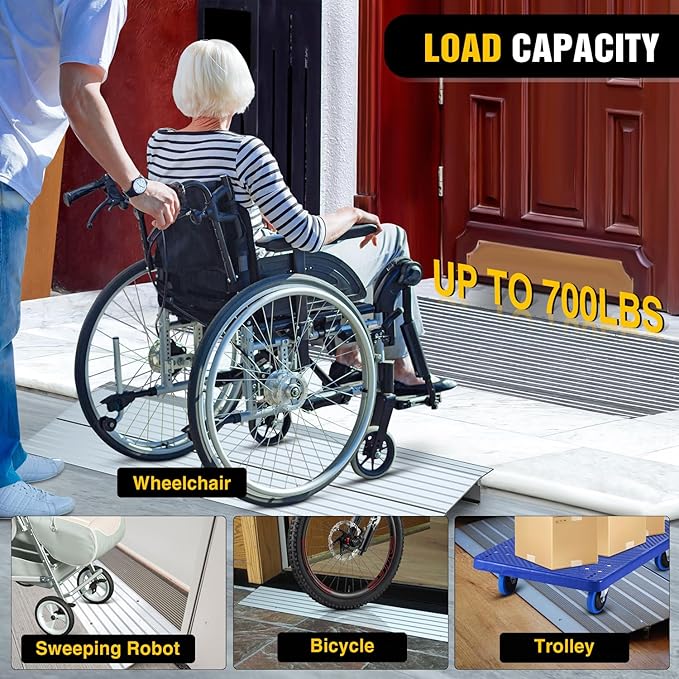 Nilight Door Threshold Ramp, 2" Rise Portable Aluminum Wheelchair Door Entry Ramps for Doorways Stairs Home Steps