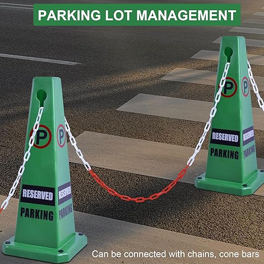 OrangeStar Reserved Parking Cones 4-Pack, 26.5" Large 4-Sided Message Safety Traffic Cones with Heavy Rubber Base for Indoor Outdoor Use, Parking Lot Control, Driveway Barriers