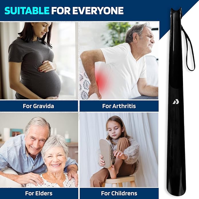 Nextnoid Shoe Horn Long Handle for Seniors - 16.5" Straight & Sturdy Long Shoe Horn for Men, Women & Kids