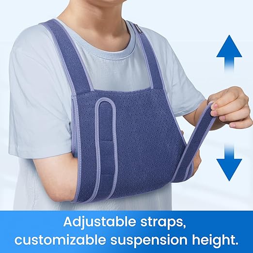 Velpeau Arm Sling for Sleep, Shoulder Immobilizer for Children, Boys, Girls - Very Soft Sling for Rotator Cuff Tear, Fractured, Dislocation, Broken, Postoperative, Fits Left & Right (Blue, XS: Bust 20″-25″)