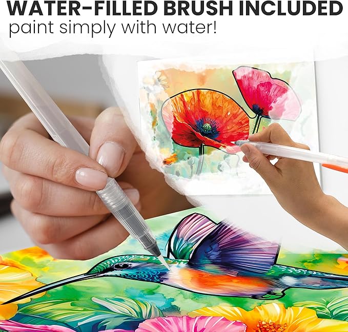 QUOKKA Water Painting Dementia Activities for Seniors – Vibrant Blooms – Alzheimers Products for Elderly - Activities for People with Dementia - Crafts for Seniors