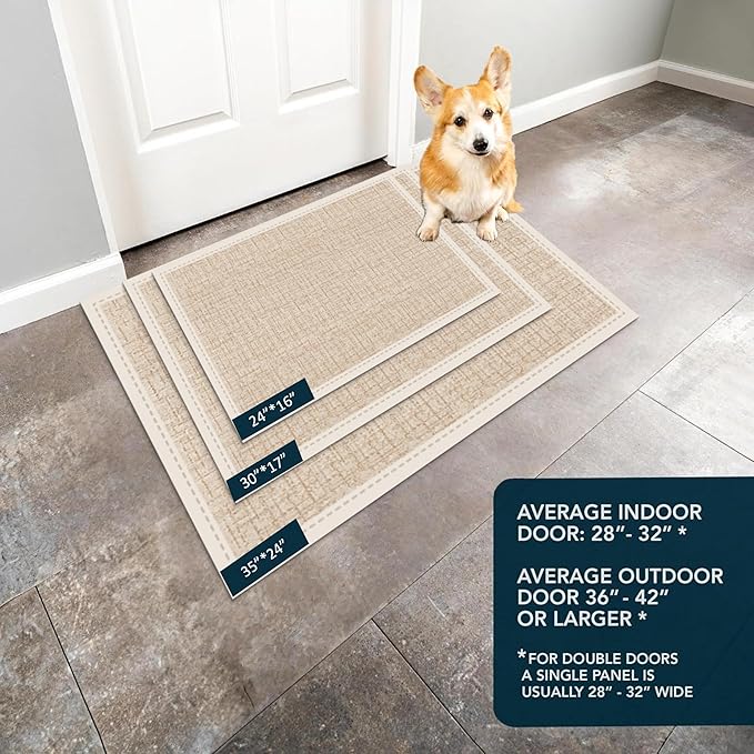 Ultra Thin Door Mat Indoor Entrance, 1/10 in Thin Door Mats for Inside Entry, Non-Slip Rubber Backing Washable Doormat, Fade Resistant, Absorbent, Low Profile Dirt Trapper, 30"X17"
