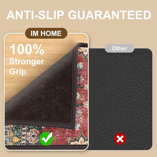 Non Slip Stair Treads for Wooden Steps Indoor, Red, 15pcs, 30"X8", Soft Carpet Mat, Machine Washable Boho Carpet Treads with Reusable Adhesive Backing, Safety Stair Tread for Dogs, Kids, Elders