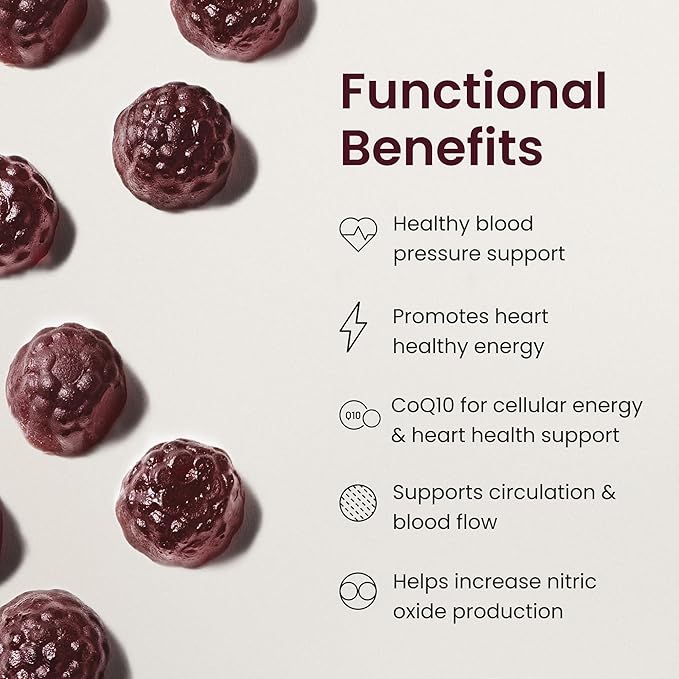 Humann SuperBeets 3-in-1 Heart Gummies - 3x Absorption CoQ10 - Plus Beetroot Extract & Grape Seed Extract for Advanced Heart Health, Cellular Energy & Circulation Support, Vegan, Gluten Free, 60 count