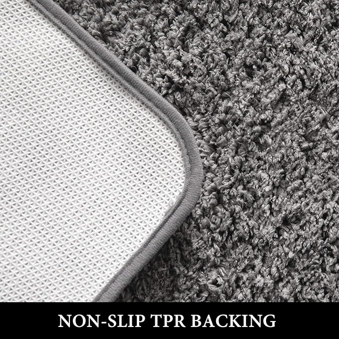 MIULEE Grey Bathroom Runner Rug 24x60 Inches, Long Bath Mat for Bathroom Floor Bathtub Showers, Machine Washable Absorbent Microfiber Carpet with TPR Anti-Slip Back