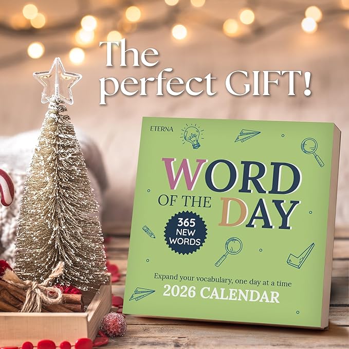 2026 Word of the Day Daily Calendar | Day To Day Tear Off Desktop Calendar with 365 New & Interesting Words & Definitions for Everyday of the Year, Fun Box Calendar Present For Men or Women, Christmas Stocking Stuffer Gift for Home or Office