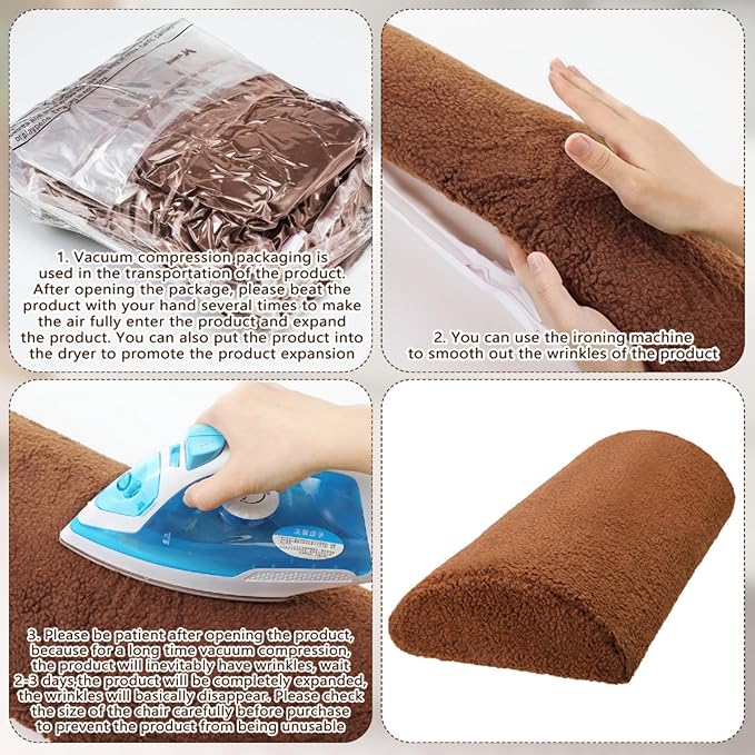 Wesiti Recliner Foot Pillow Cushion High Resilience Sherpa Memory Foam Bolster Sleeping Rest Multipurpose Half Roll Leg Pillow Suitable for Bed Chair Sofa Headrest Back Lumbar Leg Support(Brown)