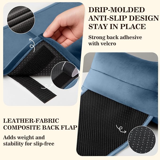 Recliner Headrest Pillow, Adjustable Neck & Head Support Pillow, Soft Velvet Non-Slip Headrest for Recliner, Couch, Chair, Sofa