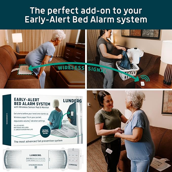 Lunderg Chair Alarm Wireless Sensor Pad - ADD-ON / Replacement - Pager NOT Included - Works with Early-Alert Bed Alarms - Fall Prevention for Elderly Dementia Patients