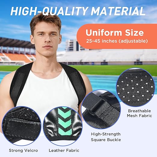 Posture Corrector for Women and Men, Adjustable Back Brace Posture Corrector for Upper & Mid Spine Support, Breathable Back Brace for Improving Neck, Shoulder and Back Posture Pain Relief