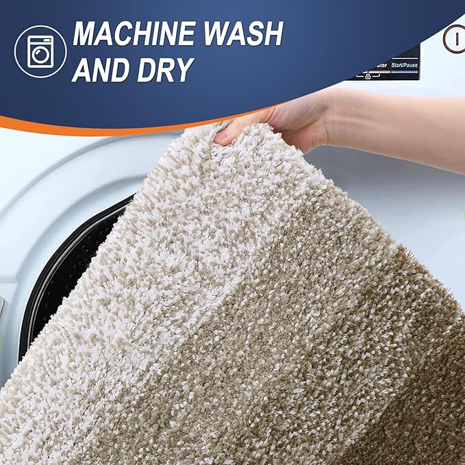 OLANLY Bathroom Rug Set 2 Piece, Soft Absorbent Microfiber Bath Rug Set, Non-Slip, Machine Wash Dry, Plush Shaggy Bath Mats for Bathroom (47"x20"+24"x16", Coffe)