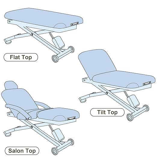 EarthLite Ellora Electric Lift Massage Table, Flat Table Top, Made in USA, 30" x 73, Vanilla Creme
