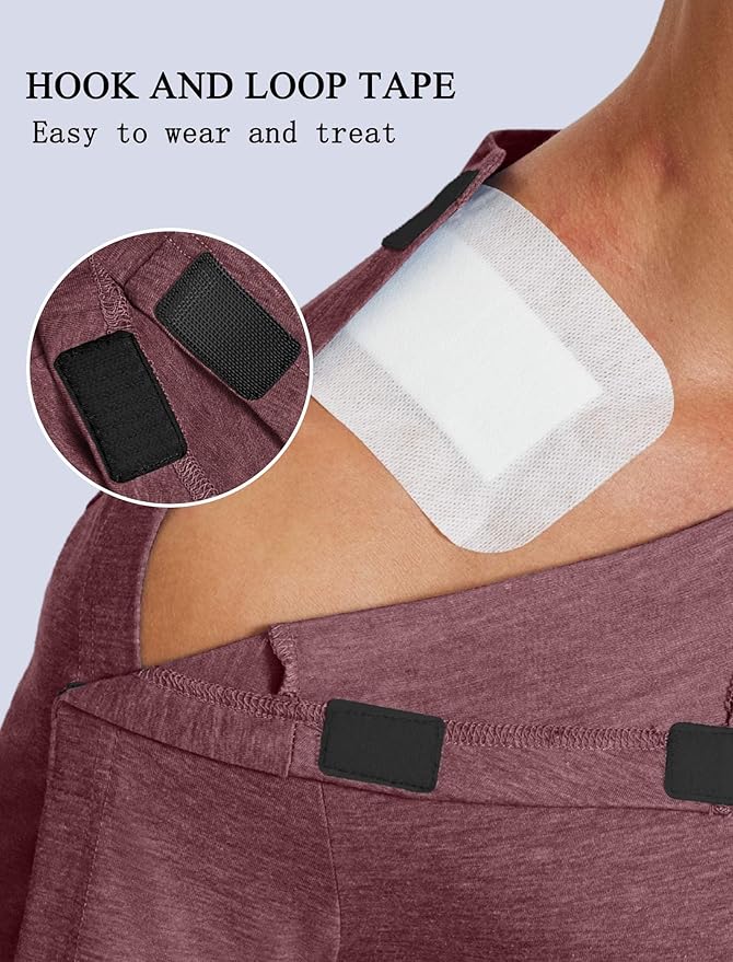Deyeek Shoulder Post Surgery Recovery Shirts for Men Full Tear Away Short Sleeve T Shirt Adaptive Chemo Clothing