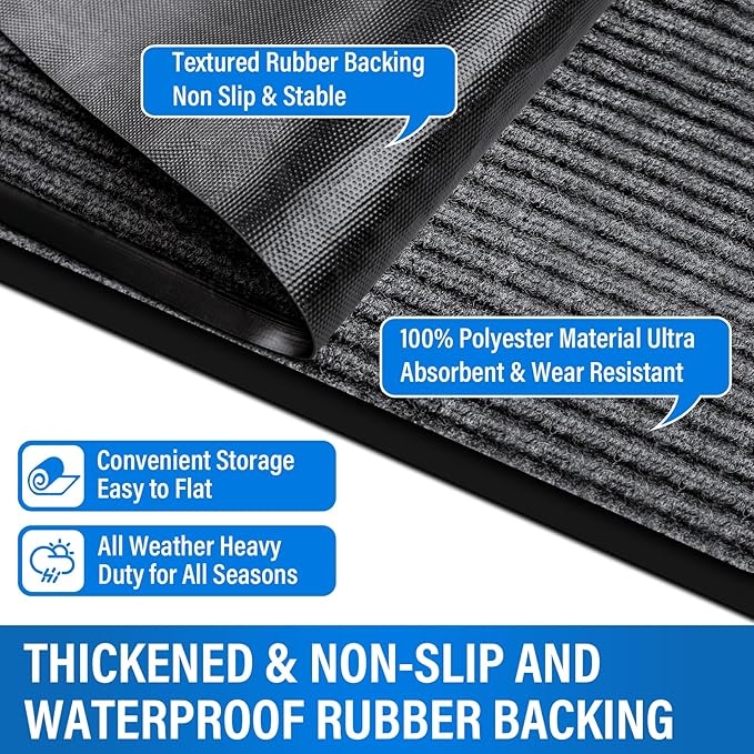 4' X 6' Durable Front Door Mat Indoor Outdoor Entrance, Commercial Door Floor Mat Heavy Duty Non-Slip Backing Entryway Doormats, Outdoor Mats for Home Entrance & Commercial High Traffic Area