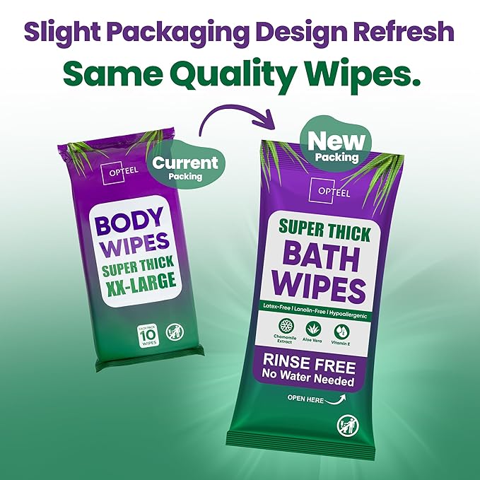 Thick & Large Body Wipes for Adults Bathing No Rinse – Shower Wipe, Ideal for Men, Women & Elderly – Soft & Gentle, Travel Wipes Perfect Alternative to Shower – 8 Packs (80ct)