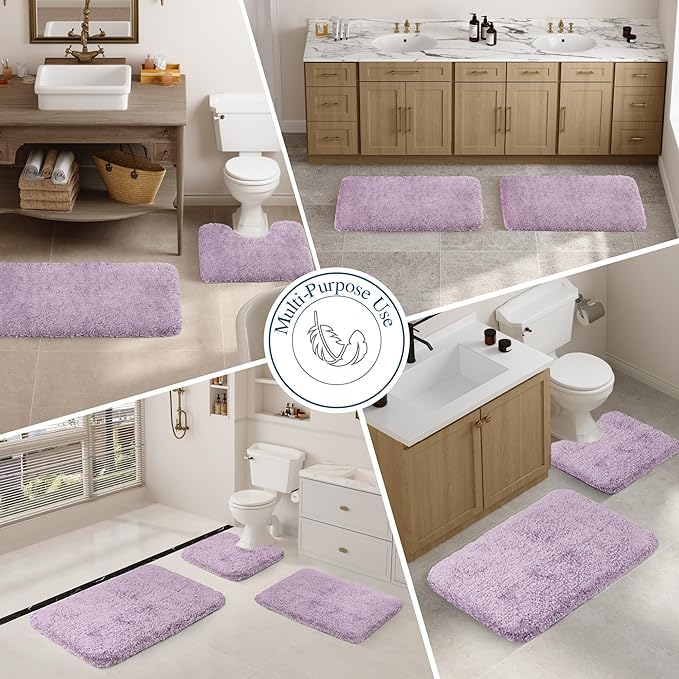 Walensee Large Bathroom Rug (24 x 72, Lavender) Extra Soft and Absorbent Shaggy Bath Mat Machine Washable Microfiber Non Slip Luxury Floor Mat
