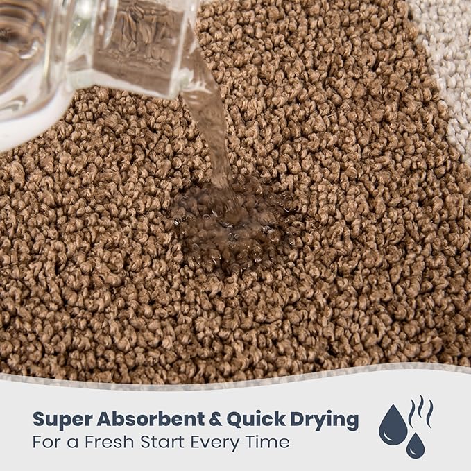 PURRUGS Bathroom Rug Non-Slip Machine Washable 30" x 60", Super Absorbent and Quick-Dry Bath Mat, Extra Soft and Plush Bath Rug for Shower, Bathtub and Sink, Beige & Grayish Brown
