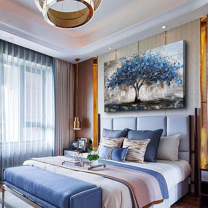 Lapremoly Framed Wall Decor For Living Room Wall Art For Office Bedroom Decor Tree Panoramic Landscape Wall Paintings Canvas Prints Textured Abstract Pictures Artwork Modern Home Decoration 24"X48"