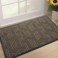 Front Door Mat 29.5"x17" Indoors Outdoors Welcome Mats, Waterproof Non-Slip Rubber Backing Heavy Duty Doormat Outside Entrance, Low Profile Entryway Rugs Floor Mat for Patio, Pattern B Brown