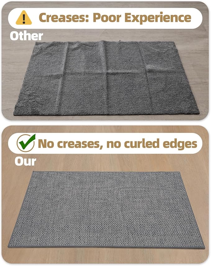 Color&Geometry Ultra-Thin Indoor Door Mat, 27"x59" Low-Profile Non-Slip Entryway Rug with Modern Geometric Texture, Washable Doormat for Entrance, Front Doors, Light Grey (Rolled-up NO Creases)