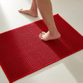 Christmas Bathroom Rugs Non Slip Washable, Super Absorbent Thin Bath Mat Small Quick Dry Low Pile Bathroom Rug, Red 20"x30"