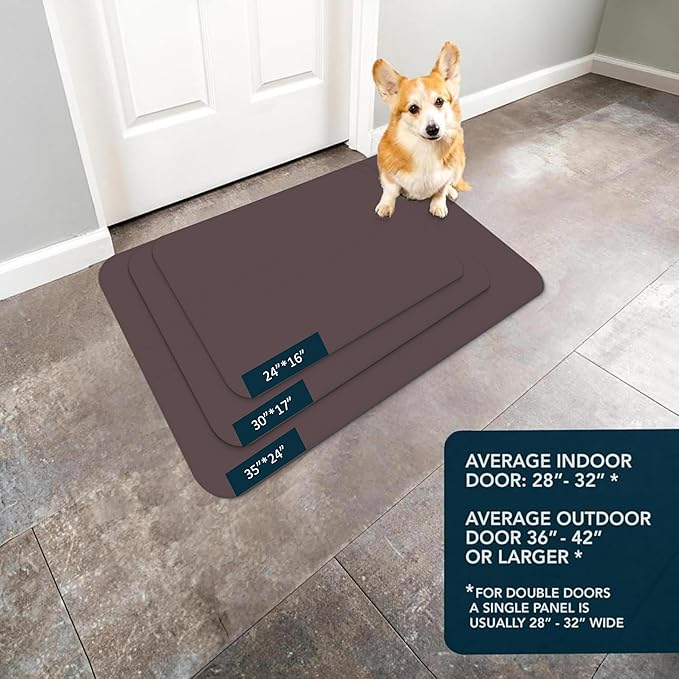 Ultra Thin Door Mat, 1/10 inch Thick Indoor Door Mats for Inside Entry, Non-Slip Rubber Backing Washable Doormat, Low Profile, Fade Resistant Dirt Trapper for Entrance, 35"X24", Coffee