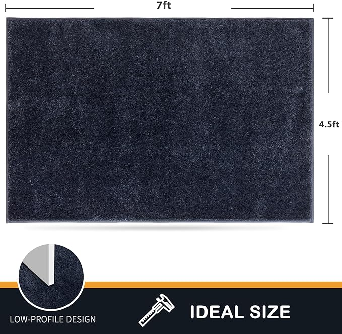 PURRUGS Easy Care Area Rug 4.5ft x 7ft, Non-Slip Washable Entryway Rug, Dog Door Mat, Stain Resistant Accent Rug for Hallway, Living Room, Bedroom and Mudroom, Navy Blue