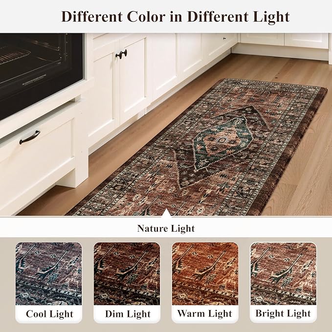 KIMODE Kitchen Mats for Floor Cushioned Anti Fatigue, Floral Kitchen Rugs Sets of 2, Brick Rugs for Kitchen Floor, Comfort Kitchen Floor Mats, Ergonomic Standing Desk Mat for Sink Laundry