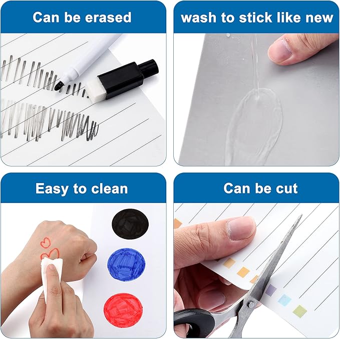 Mornajina 6Pcs Dry Erase to Do List 5x7 inch, Whiteboard Stickers for Wall with 3 Markers, Reusable Lined Stickies Planner to Do List, Suitable for Wall, Fridge, Mirror, Desk, Glass
