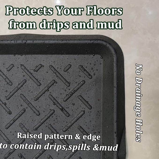 Rubber Boot Tray Shoes Tray for Entryway Multipurpose Boot Mat Trays with Raised Edge Indoor Outdoor Boots Mat for Shoes 27.5x16 Inches (1 Pack)