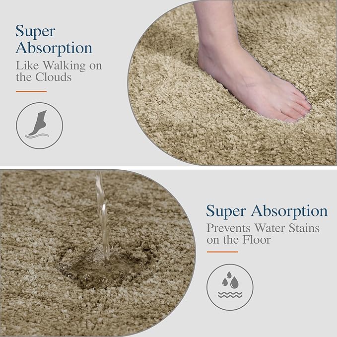 Walensee Large Bathroom Rug (24 x 36, Sand) Extra Soft and Absorbent Shaggy Bath Mat - Machine Washable Microfiber, Non Slip, Luxury Floor Mat