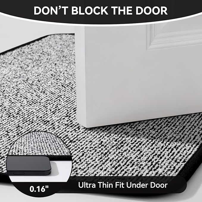 16"x24" Absorbent Quick Dry Bath Mats, Non-Slip Rubber Backing Bathroom Rug, Washable Bath Rugs for Bathroom Floor, Sink and Outside Shower, Low Pile Rug Fit Under Door, Minimalism, Black