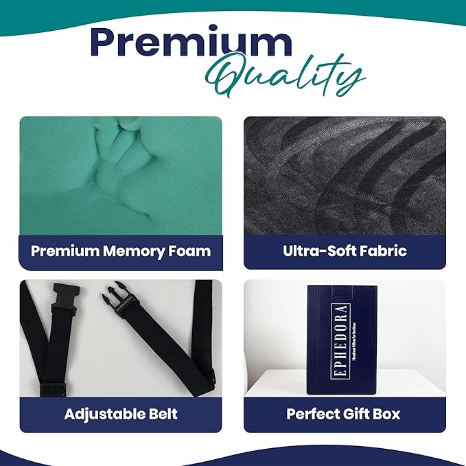 Memory Foam Headrest Pillow for Recliner – B-Shaped Neck Pillow with Stabilizer Strap, Non-Slip Backing, Soft Plush Fabric - Ultimate Neck Support and Pain Relief (Jet Black)