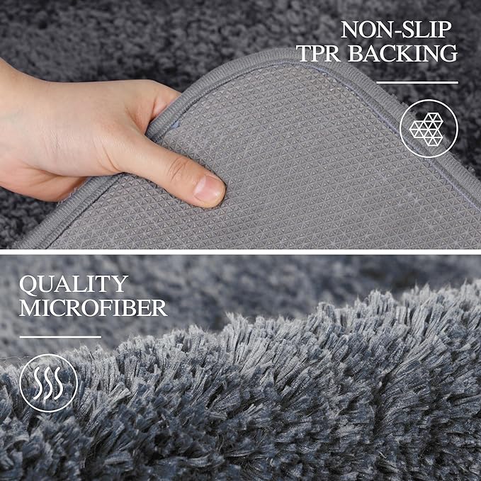 Walensee Large Bathroom Rug (24 x 40, Dark Grey) Extra Soft and Absorbent Shaggy Bath Mat Machine Washable Microfiber Non Slip Luxury Floor Mat
