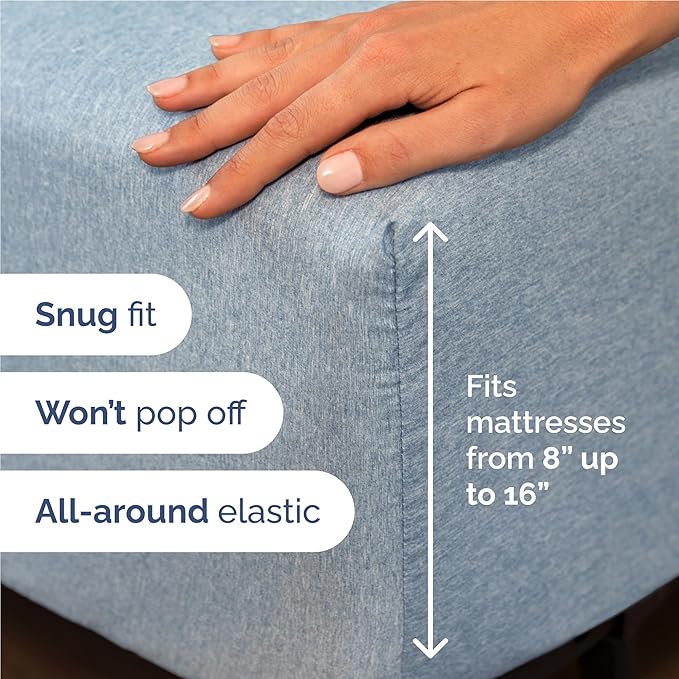 Full 6 Piece Sheet Set - Cooling & Breathable Bed Sheets - Hotel Luxury Bed Sheets for Women, Men, Kids & Teens - Bedding w/Deep Pockets & Easy Fit - Soft & Wrinkle Free - Full Heathered Blue Sheets