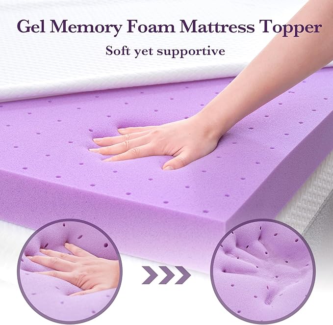 SINWEEK 3 Inch Gel Memory Foam Mattress Topper with Cooling Cover Ventilated Soft Mattress Pad, Bed Topper, CertiPUR-US Certified, Twin Size