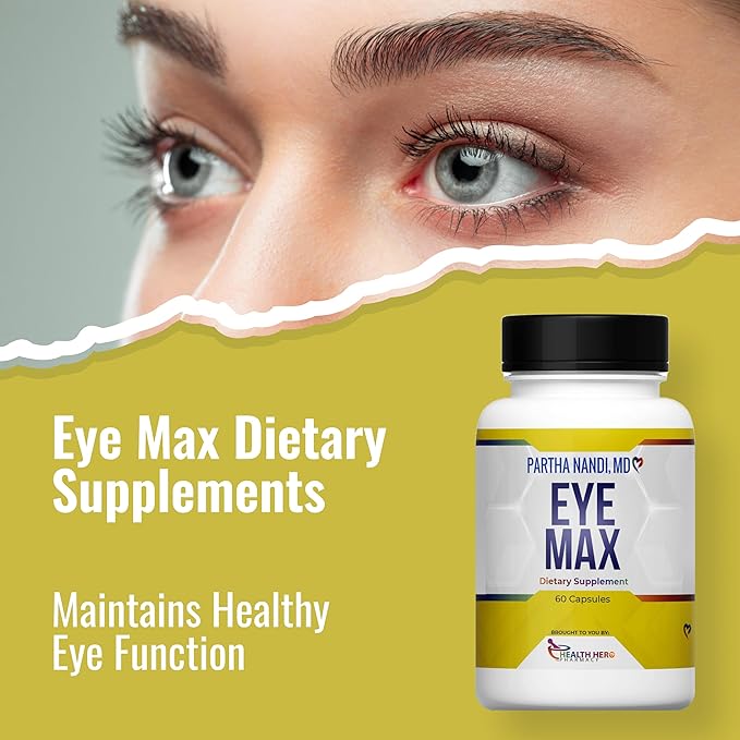 Eye Max Vision Supplement – Supports Macular Health, Retina Clarity & Blue Light Protection – Lutein, Zeaxanthin, Lycopene & Zinc – Antioxidant Eye Vitamin Formula – 60 Capsules