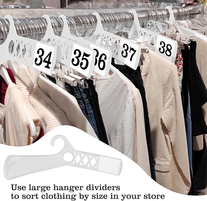 25 Pcs Large Closet Dividers and 50 Pcs White Blank Cards 18 Inch Clothing Rack Size Dividers for Hanging Clothes, White Garment Rack Tag for Clothes Organization