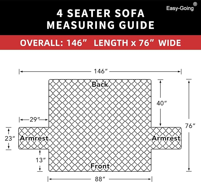 Easy-Going 4 Seater Sofa Slipcover Reversible Sofa Cover Water Resistant Couch Cover with Foam Sticks Elastic Straps Furniture Protector for Pets Children Dog Cat (XX-Large, Beige/Beige)