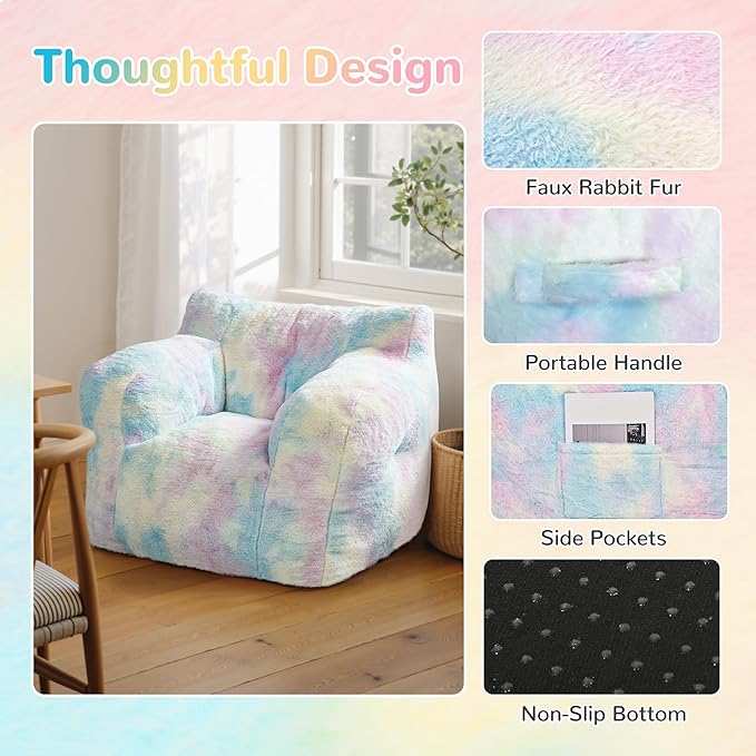 32" Bean Bag Chair,Loveseat Sofa,Corduroy Lazy Sofa Bed for Adults,Fit Living Room, Bedroom,Outdoor Spaces,Ultra Soft Dutch Velvet,Fluffy Comfort Washable Cover,72h Rebound,Colorful