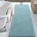 LOCHAS Luxury Bathroom Rug Shaggy Bath Mat 24 x 70 Inch, Washable Non Slip Bath Rugs for Bathroom Shower, Soft Plush Chenille Absorbent Carpets Mats, Spa Blue