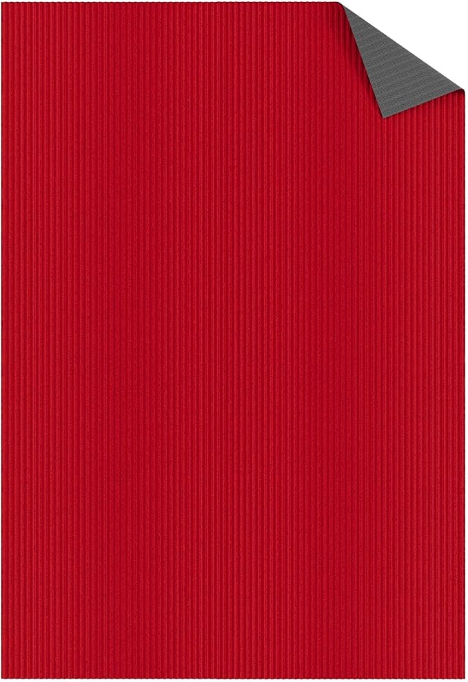 Ottomanson 6'6" x 24' Hallway Runner with Scraper Pile Extra Durable Non-Slip Rug Mat for Indoor & Outdoor Use - Ideal for Kitchen, Entryway, Patio & Garage - High-Traffic Carpet, Red